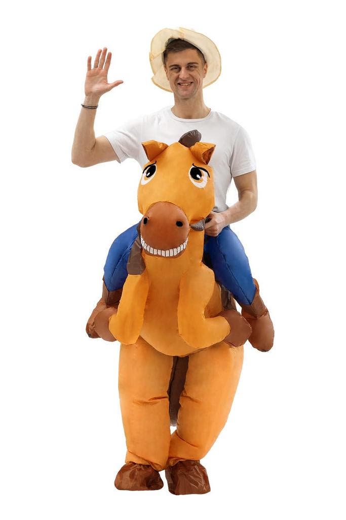 KIMU® Opblaas Kostuum Zittend Op Paard Cowboy Opblaasbaar Pa, Kleding | Heren, Carnavalskleding en Feestkleding, Nieuw, Ophalen of Verzenden