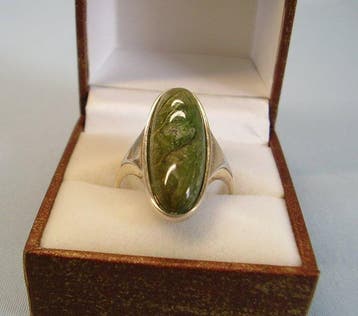 Zonder minimumprijs - Ring Zilver - 12.00ct. tw. Jade -, Nieuw