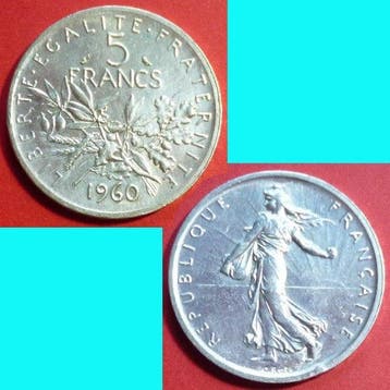 France. 5 Francs 1960/1964 (7 silver coins) (Sans prix de