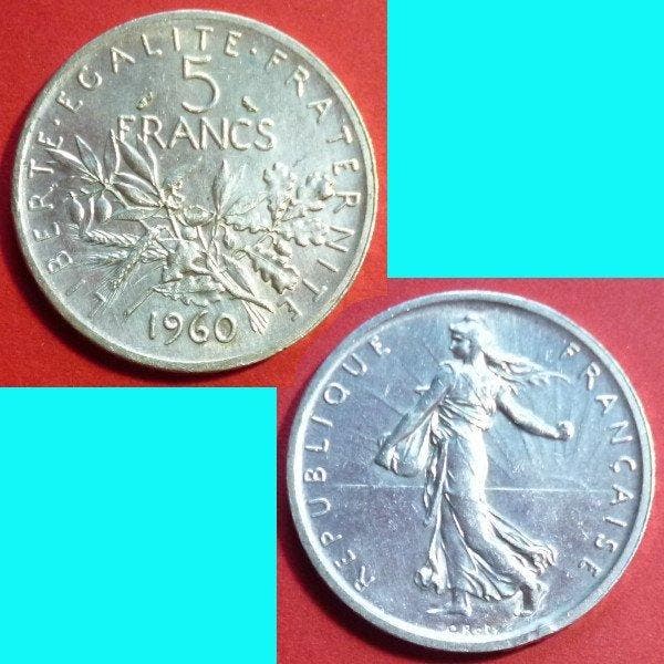 France. 5 Francs 1960/1964 (7 silver coins) (Sans prix de, Postzegels en Munten, Munten | Europa | Niet-Euromunten