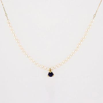 Pendentif - 18 carats Or jaune Saphir - Perle