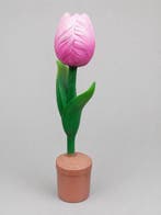 Bloempot - polyresin - 65 cm tall pink tulip