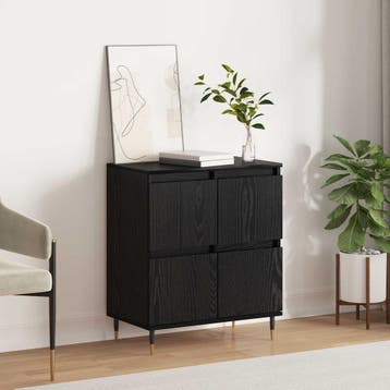 vidaXL Dressoir Zwart Eiken 60 x 35 x 70 cm, Huis en Inrichting, Verzenden, Nieuw