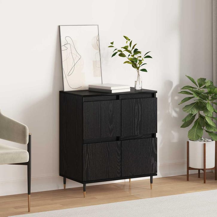 vidaXL Dressoir Zwart Eiken 60 x 35 x 70 cm, Huis en Inrichting, Kasten | Dressoirs, Nieuw, Verzenden