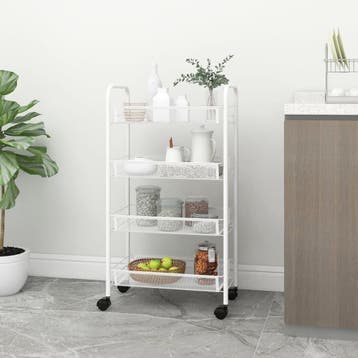 vidaXL Keukentrolley 4-laags 46x26x85 cm ijzer wit, Verzenden