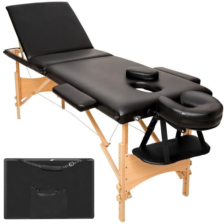 tectake Massagetafel 3 zones met vulling en houten frame - z, Sports & Fitness, Produits de massage, Envoi