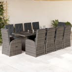 vidaXL 11-delige Tuinset met kussens poly rattan grijs, Verzenden, Nieuw, Tuinset