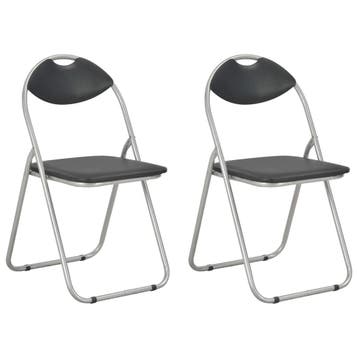 vidaXL Opklapbare stoelen, 2 stuks, zwart kunstleer, Huis en Inrichting, Stoelen, Verzenden, Nieuw