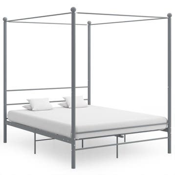 vidaXL Hemelbedframe metaal grijs 160x200 cm, Verzenden, Nieuw