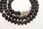 Argent 925 - lave noire et cristal de quartz druzy - Collier, Verzamelen