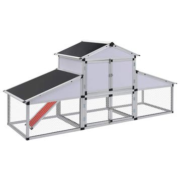 vidaXL Kippenhok met ren en nestkast aluminium, Verzenden