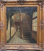 Jules Pittoors (1878-1929) - Vlaams interieur met trap,