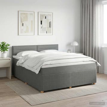 vidaXL Boxspringbed met matras Donkergrijs 160 x 200 cm Stof, Verzenden