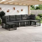 vidaXL Buiten bank set Zwart Polyester, Verzenden, Nieuw