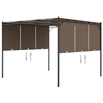 vidaXL Tuinprieel met zijgordijn 3x3x2,25 m taupe, Verzenden