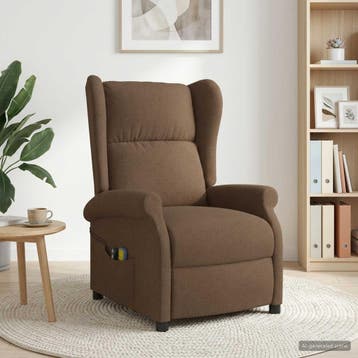 vidaXL Wingback elektrische massage relaxstoel Bruin Stof, Verzenden