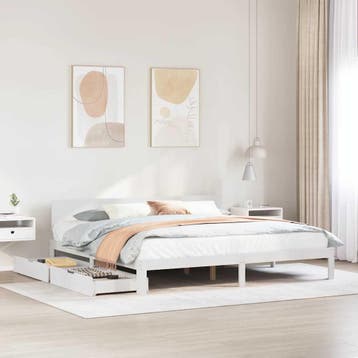 vidaXL Bedframe met lades massief grenenhout wit 180x200 cm, Huis en Inrichting, Slaapkamer | Bedden, Verzenden, Nieuw