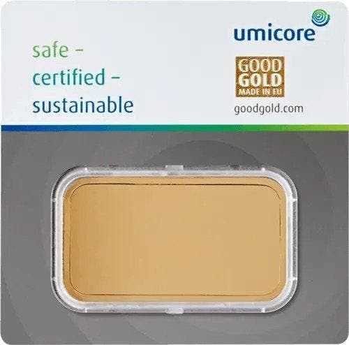 100 gram - Goud .999 - Umicore - Verzegeld en met, Postzegels en Munten, Edelmetalen en Baren