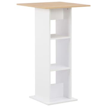 vidaXL Bartafel 60x60x110 cm wit en sonoma eikenkleurig, Verzenden, Nieuw