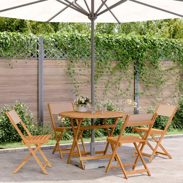 vidaXL 5-delige Tuinset massief hout en stof taupe, Verzenden, Tuinset