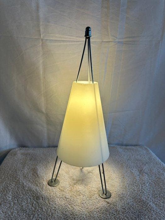 Lamp - Tripod - Staal, Glas, Antiek en Kunst, Curiosa en Brocante