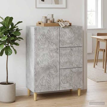 vidaXL Dressoir Betongrijs 66 x 34,5 x 90 cm Bewerkt hout, Huis en Inrichting, Kasten | Dressoirs, Verzenden, Nieuw
