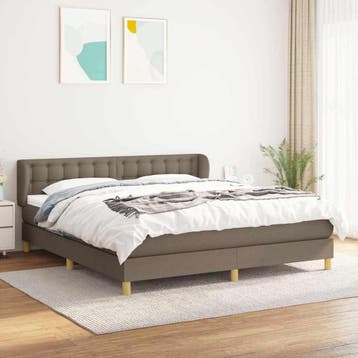 vidaXL Boxspring met matras stof taupe 160x200 cm, Verzenden