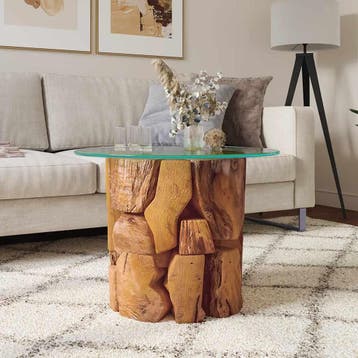 vidaXL Salontafel 60 cm massief teak drijfhout, Verzenden