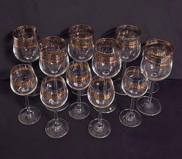 Bohême - Drinkservies - Kristal - 12 glazen met voet, Antiquités & Art