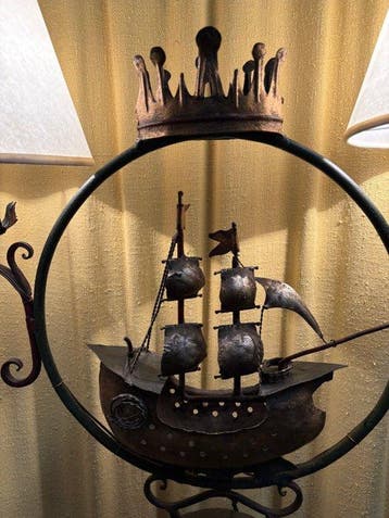 Tafellamp - Smeedijzer - Lamp met zeilschip