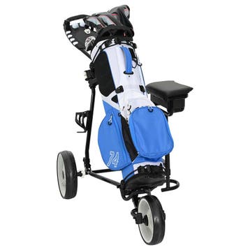 vidaXL Golf Trolley met Zitje Zwart en Wit IJzer Opvouwbaar, Sports & Fitness, Verzenden