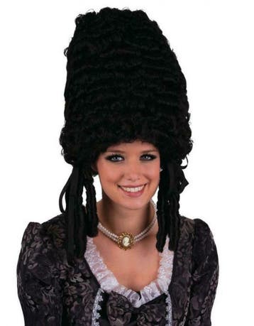 Hoge luxe pompadour pruik zwart, Ophalen of Verzenden
