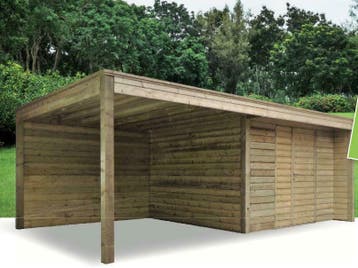 Tuinhuis met overdekt terras (horizontale wanden), 200 tot 400 cm, Tuinhuis, Nieuw, Ophalen of Verzenden