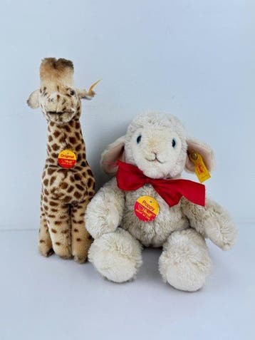 Steiff - Speelgoed Giraffe and Poppy Sheep, Antiek en Kunst, Antiek | Speelgoed