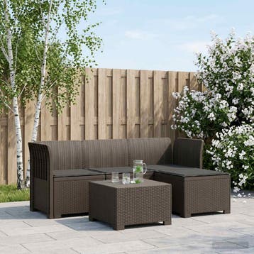 vidaXL 4-Zitter Tuin Sofa met Kussens Rattan Look PP, Verzenden