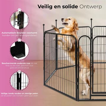 MaxxPet Hondenren Puppyren met 8 panelen - Staal - 60x60c..., Ophalen of Verzenden