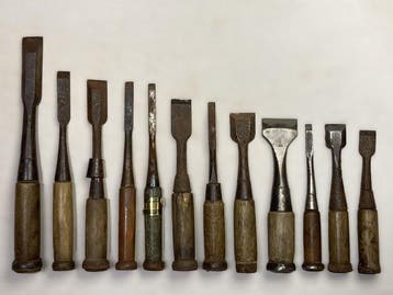 Vintage Japanese Woodworking Chisels – Set of 12 –