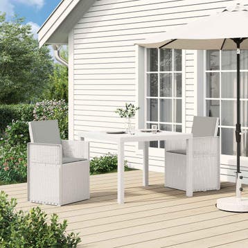 vidaXL Tuin Eettafel Set 3 st Wit en Lichtgrijs PP, Verzenden, Nieuw