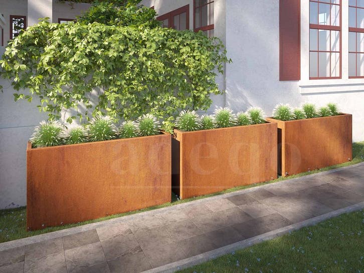 Adeqo cortenstaal plantenbak rechthoek 150 x 40 x 80 cm, Tuin en Terras, Bloembakken en Plantenbakken, 30 tot 60 cm, 100 cm of meer
