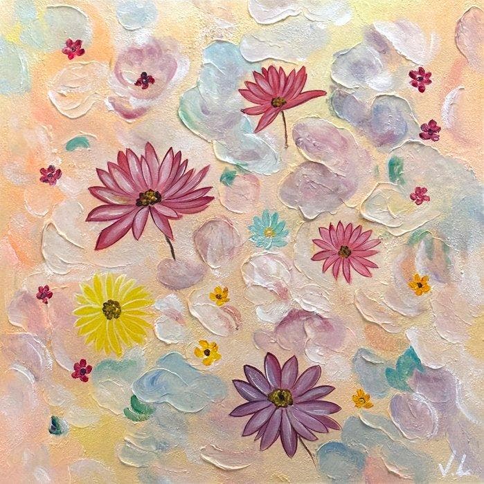 Victoria Lemée - Liberté Florale Huile sur Toile XL, Antiquités & Art, Art | Objets design