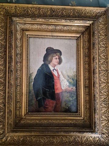 Italiaanse school (XIX) - Coppia di Ritratti in Costume