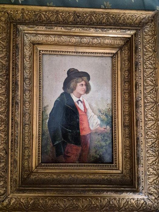 Italiaanse school (XIX) - Coppia di Ritratti in Costume, Antiek en Kunst, Kunst | Schilderijen | Klassiek