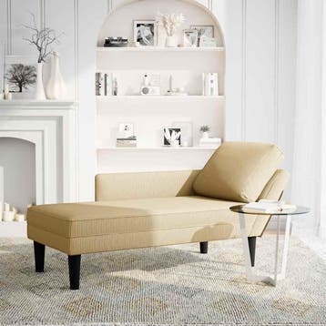 vidaXL Chaise longue met kussen corduroy stof grijsgroen, Verzenden, Nieuw