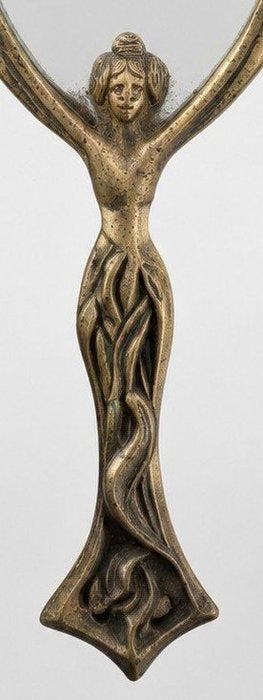 Decoratief ornament - Frankrijk - antieke handspiegel, Antiek en Kunst