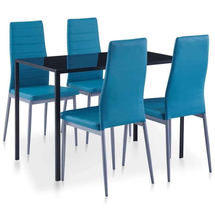 vidaXL 5-delige Eethoek blauw, Maison & Meubles, Salles à manger complètes, Envoi