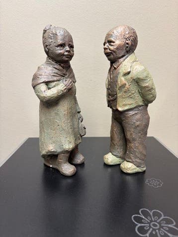 Geert Kunen - Beeld, Abraham en Sarah - 25 cm - Klei - 1982, Antiek en Kunst