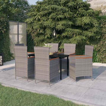 vidaXL 7-delige Tuinset met kussens grijs, Verzenden, Tuinset
