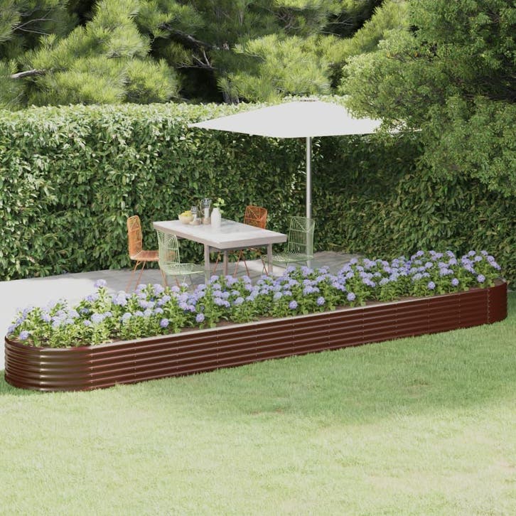 vidaXL Plantenbak 507x100x36 cm gegalvaniseerd staal bruin, Tuin en Terras, Bloempotten, Nieuw, Verzenden