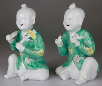 Ho-Ho Broerspaar - Famille Verte in Porselein - Porselein -, Antiek en Kunst