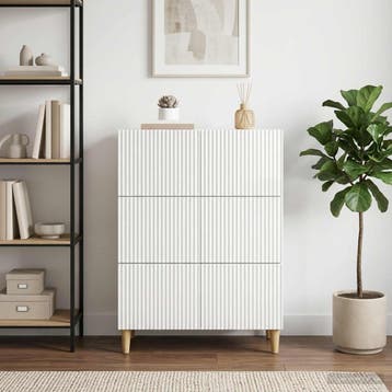 vidaXL Ladekast 66 x 34,5 x 90 cm Bewerkt hout Hoogglans Wit, Verzenden, Nieuw